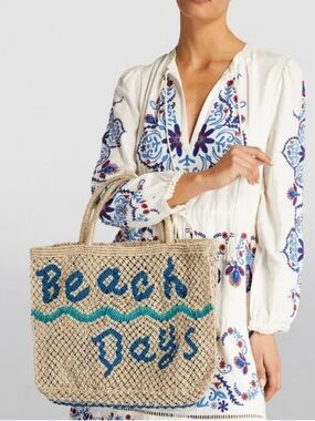 The Jacksons Beach Days Jute Tote Bag NEW NWT